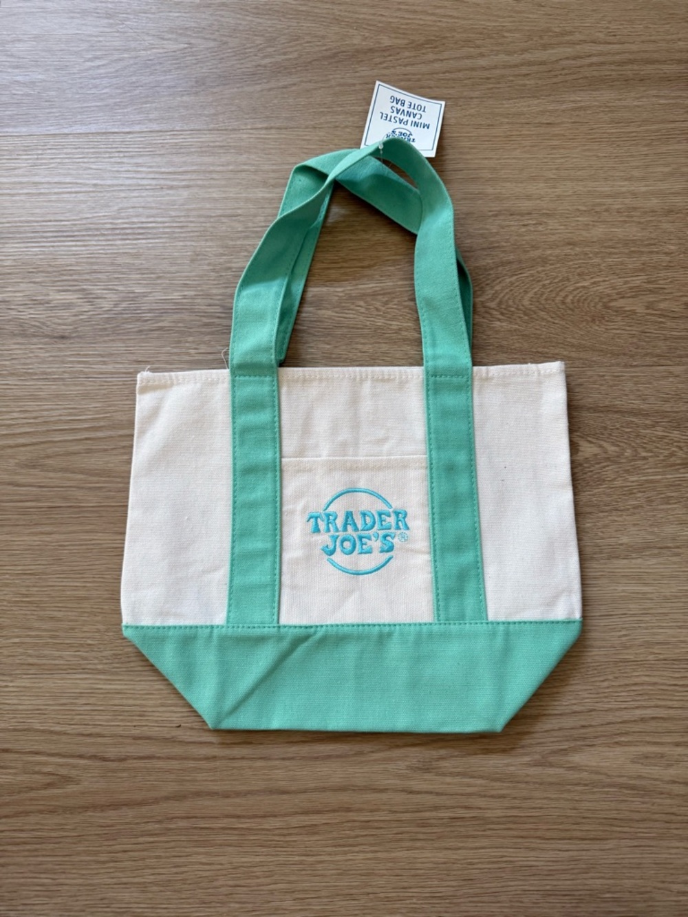 Trader Joe’s Spring Edition 2026 Pastel Green Mini Canvas Tote Bag New